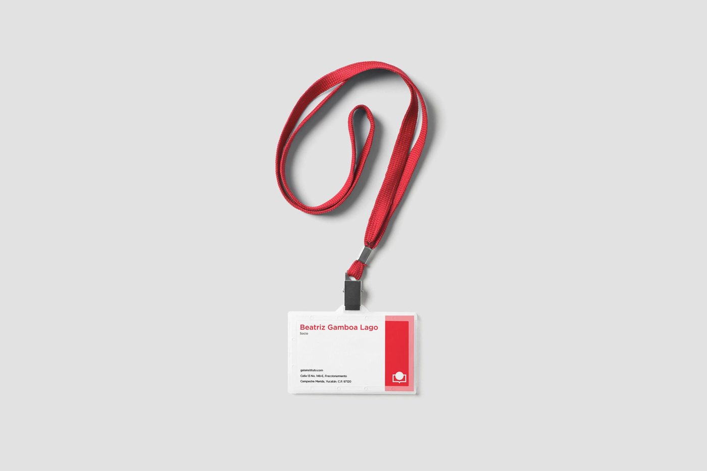 GALA employee ID badge on a lanyard